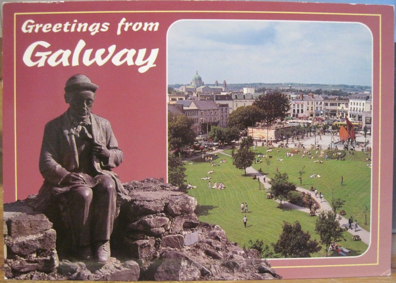 Irish Pc Greetings From Galway Ireland Eyre Square Pádraic O'conaire Hinde 317