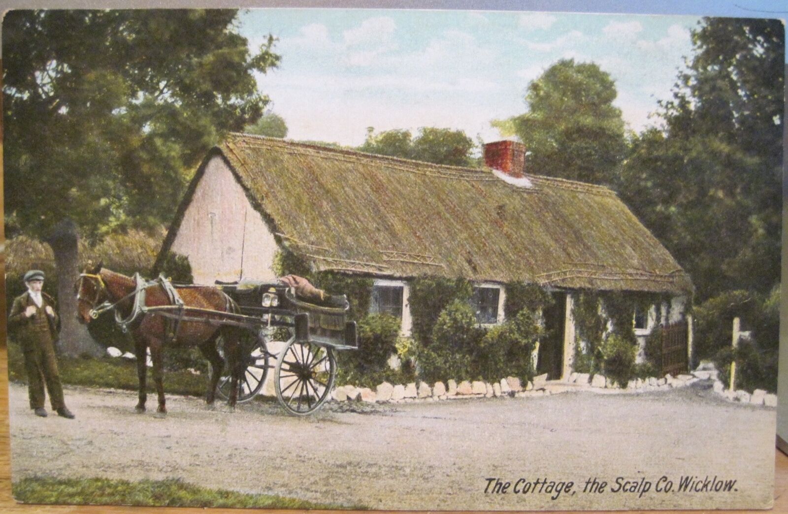 Irish Postcard Thatch Cottage At The Scalp Pass County Wicklow Ireland Lawrence