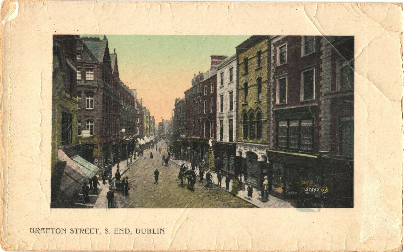 View Of Shops And People At Grafton Street South End, Dublin, Ireland Postcard