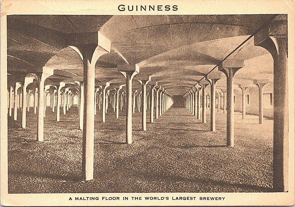 Advertising Post Card Guinness Brewery Malting Floor Dublin Ireland 1940s