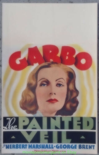The Painted Veil Movie Poster Window Card 14x22 Size  Greta Garbo 1934