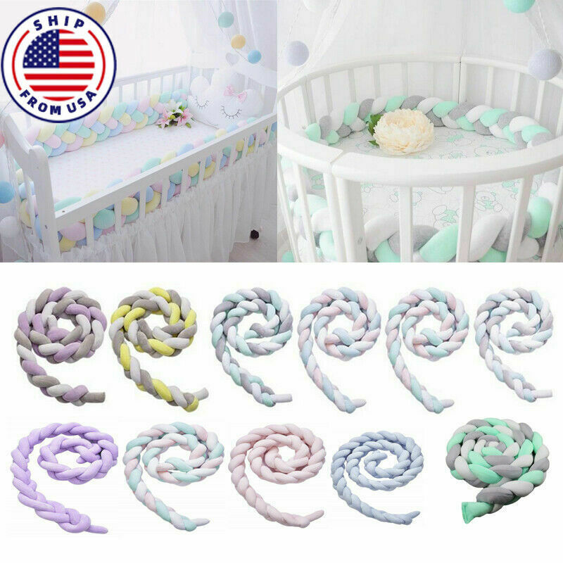 Infant Crib Baby Toddler Bed Bumper Bedding Knot Cushion Protector Fence Cotton