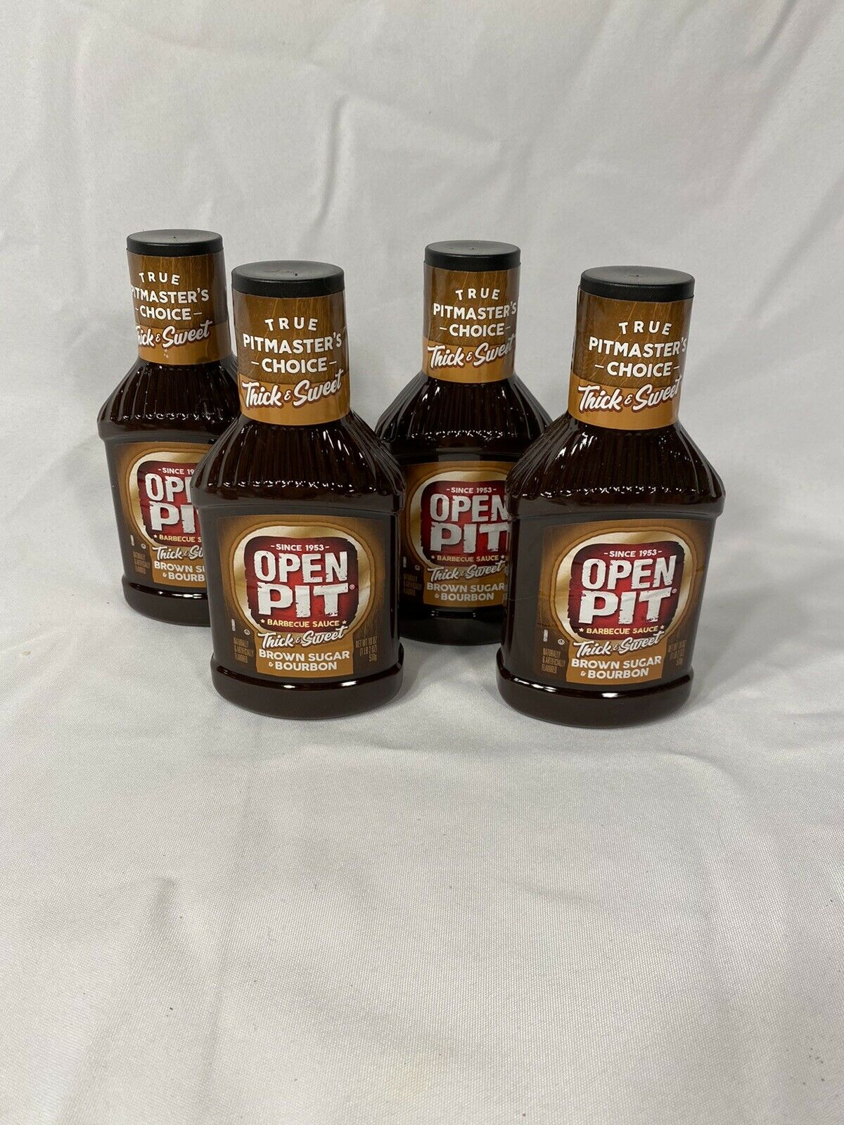 Lot Of 4 Open Pit Bbq Sauce Brown Sugar Bourbon Thick Sweet 18 Oz Each