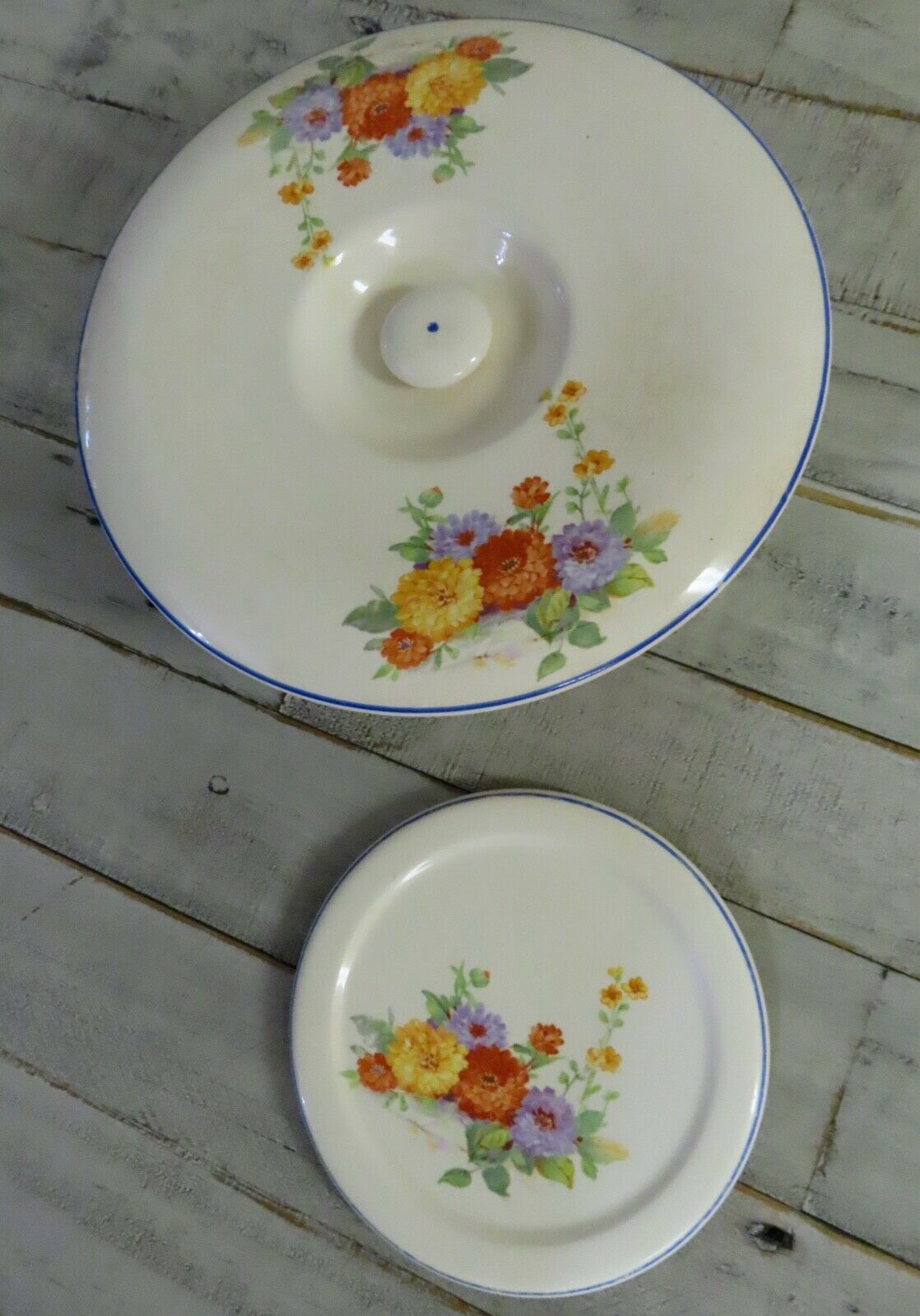 Vintage Universal Cambridge Covered Casserole Bowl & Warming Plate Floral Design