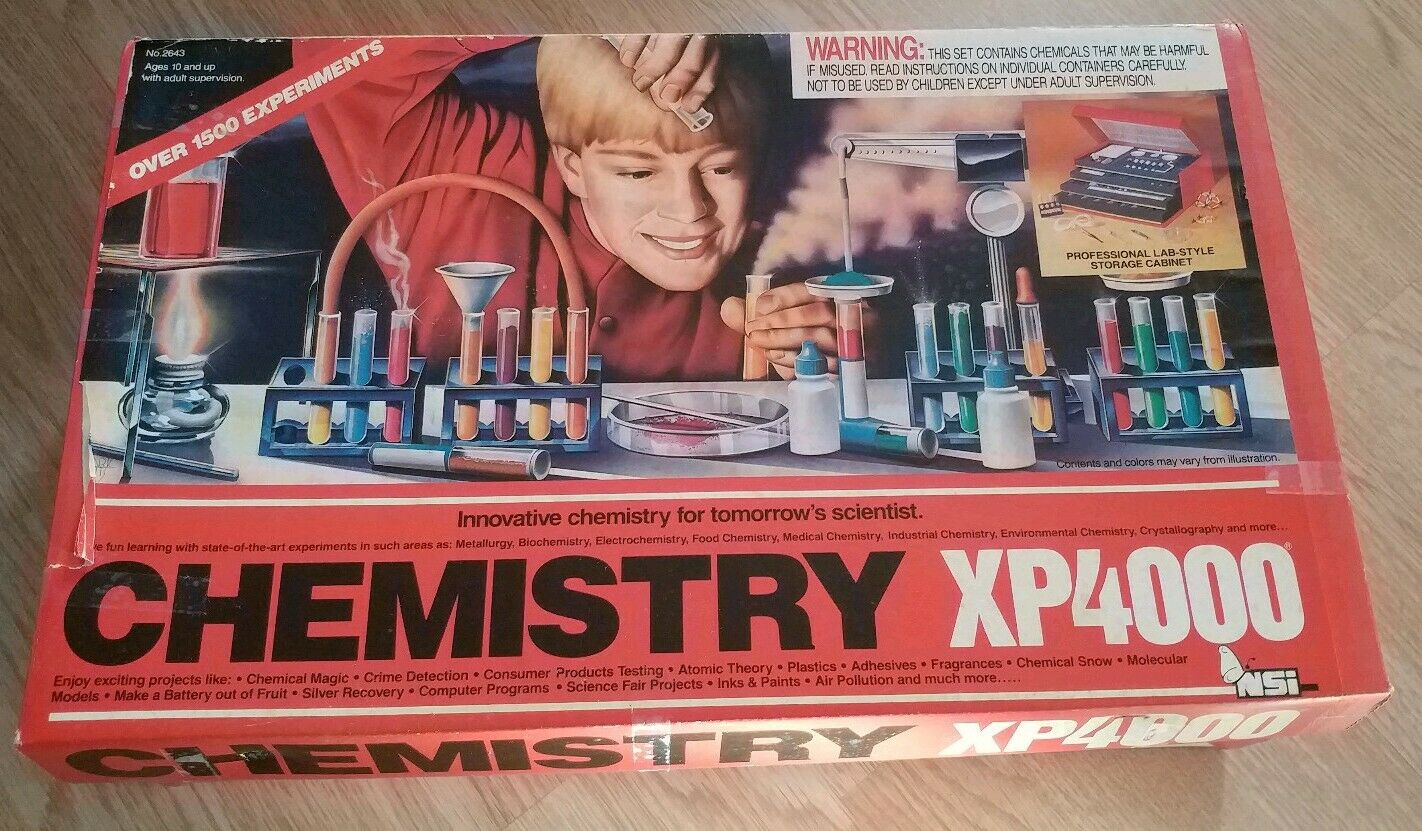 Vintage Chemestry Set Xp 4000 Natural Science Industries W/ Box & Instructions