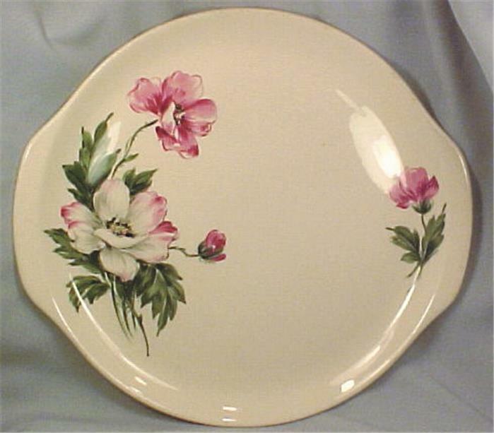 Pink Peony Chop Plate Universal Ballerina Meat Platter Pottery Retro Vintage